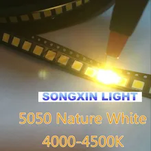 100 шт. 5050 SMD светодиодный диоды smd 5050 белый/натуральный белый светодиодный CCT: 4000-4500k 0.2w-60MA 5050 NW