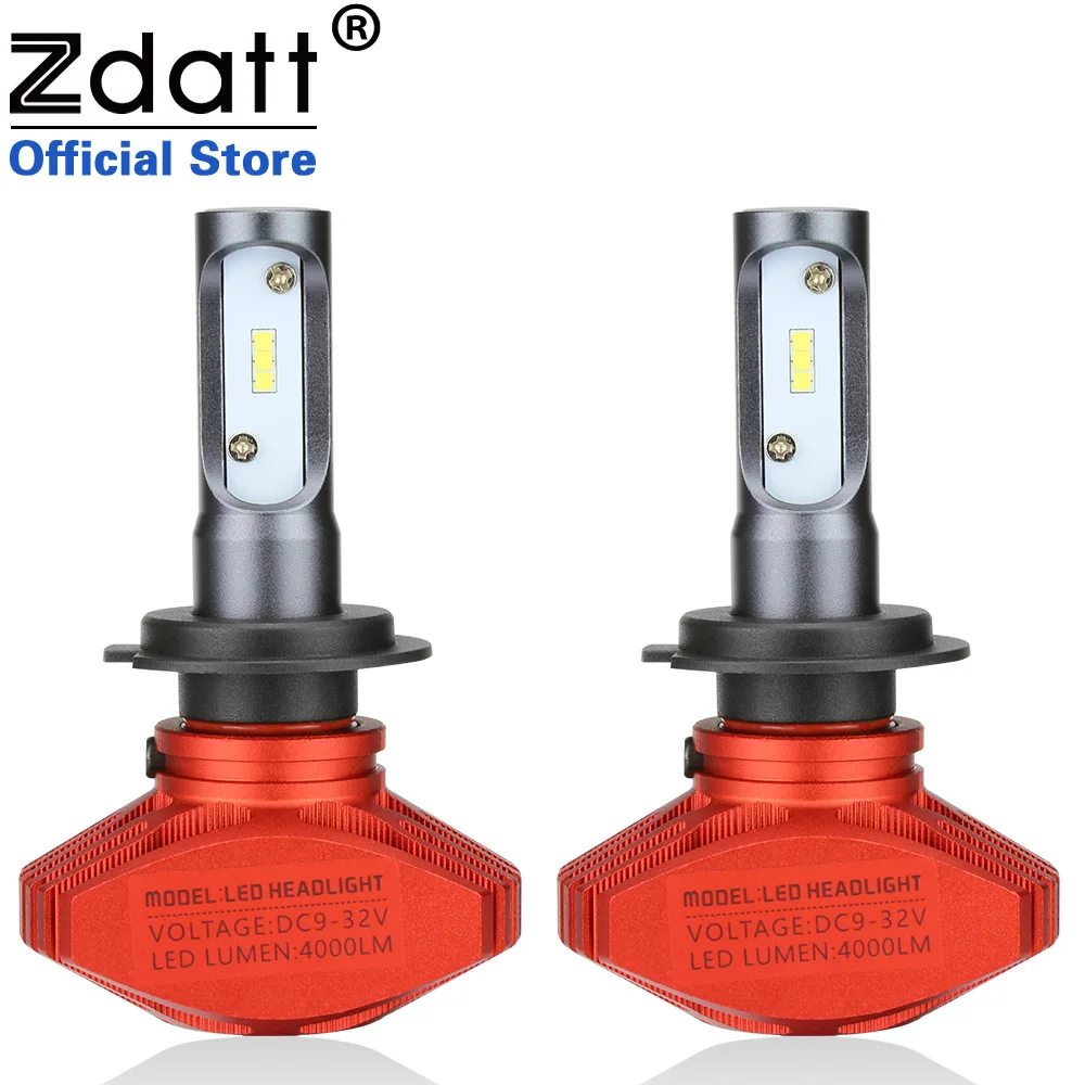 

Zdatt 2Pcs Fanless Csp Auto Headlights 80W 8000LM H7 Led Bulb Car Led Light 12V Super Bright 6000K White Automobiles