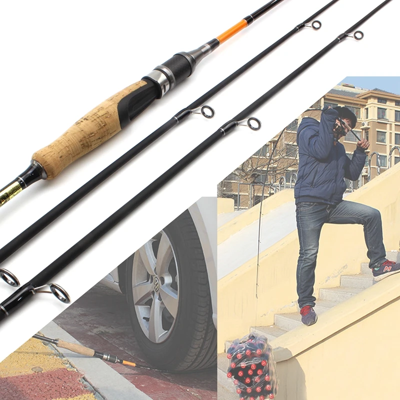 

High Quality 1.8m Carbon Fishing Spinning Casting Rod 2 Tips M/MH Action Travel Rod 10-28g 8-16lb Trout Rod Free gift