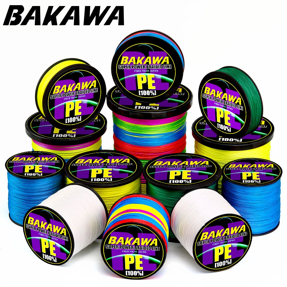 BAKAWA 8 braid 500M 300M 4 strands PE Braided Fishing Line 120 TO 10LB Multifilament Fishing Line cord linha multifilamento