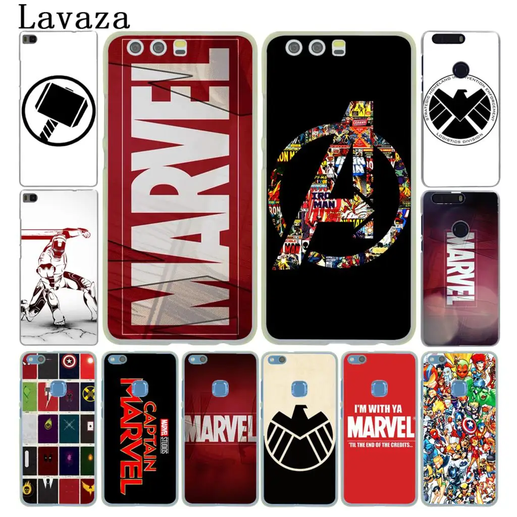 Роскошный Твердый чехол Lavaza с логотипом комиксов Marvel для Huawei P30 Pro P20 P10 P9 Plus P8 Lite Mini