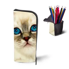 Forudesigns, милое животное, женская сумочка для косметики, дорожные косметички, большой держатель для карандашей с принтом кота, Детские канцелярские принадлежности