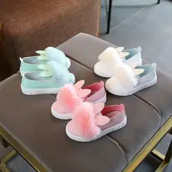 Пушистая обувь из микрофибры для маленьких девочек с кроликом
