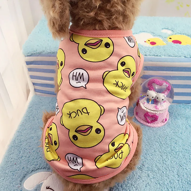 Милая большая желтая утка мультфильм летняя одежда для собак собака рубашка Чихуахуа Йорк маленький большой щенок жилет одежда