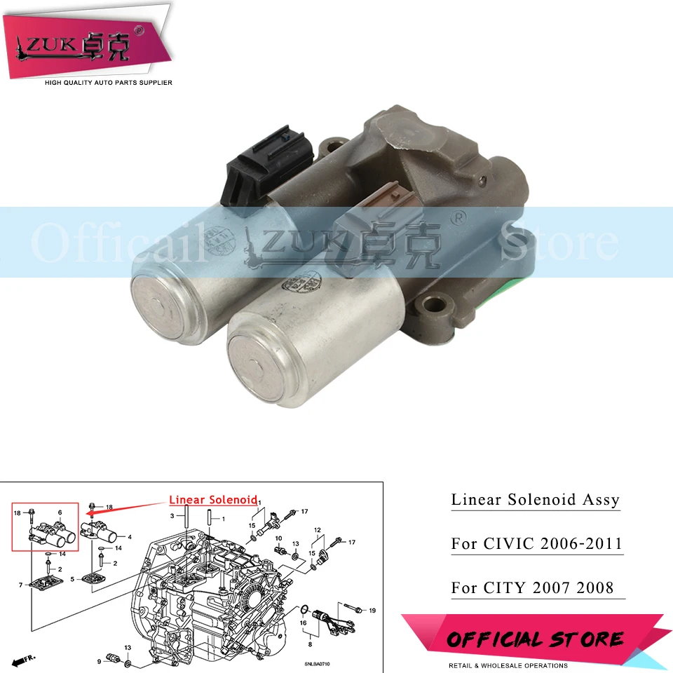 

ZUK Transmission Dual Linear Solenoid Assy For HONDA For CIVIC 2006 2007 2008 2009 2010 2011 FA1 FD1 FD2 CITY 2007 2008 GD6 GD8
