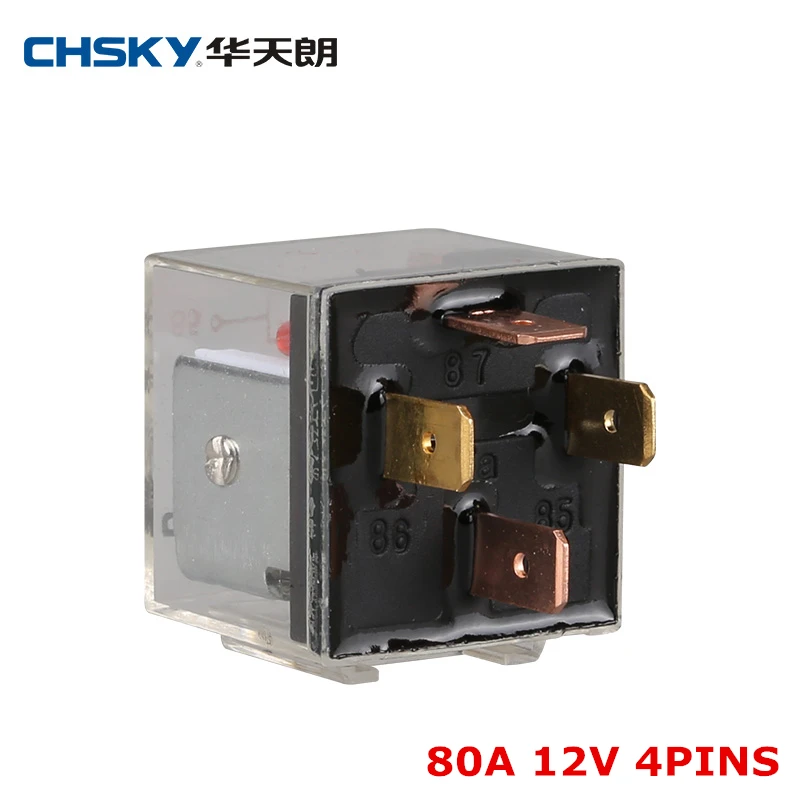 Chsky 10 шт. водонепроницаемое автомобильное реле 12 В 80a 5 контактов 4pin прозрачное