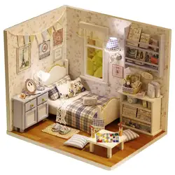 Best продажи Солнечный переливающийся 3D DIY деревянный кукольный дом мебель ручной работы головоломки миниатюрный игрушечная мебель подарок