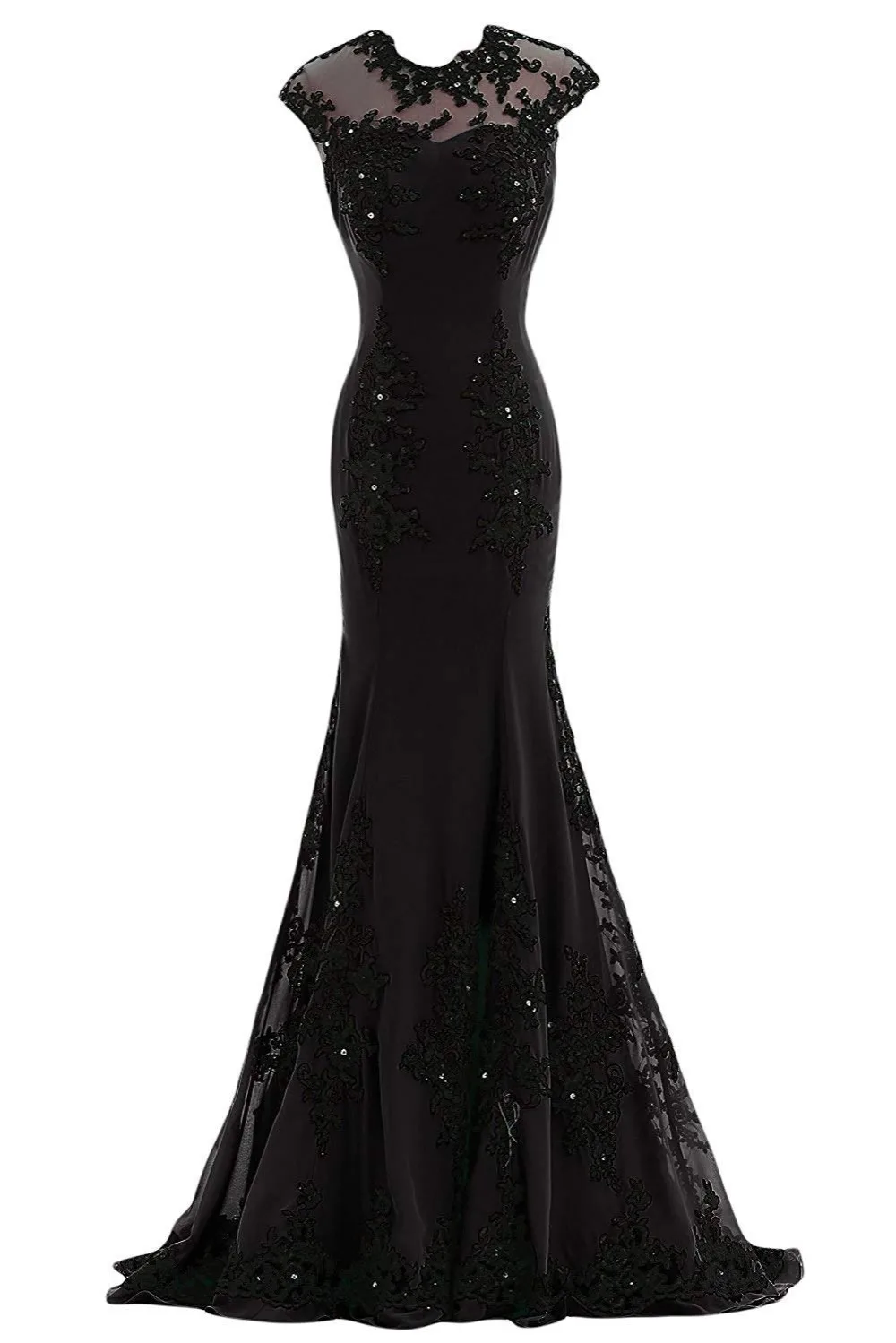Zechun Women's Gorgeous Mermaid Lace Applique Chiffon Prom Evening Dresses
