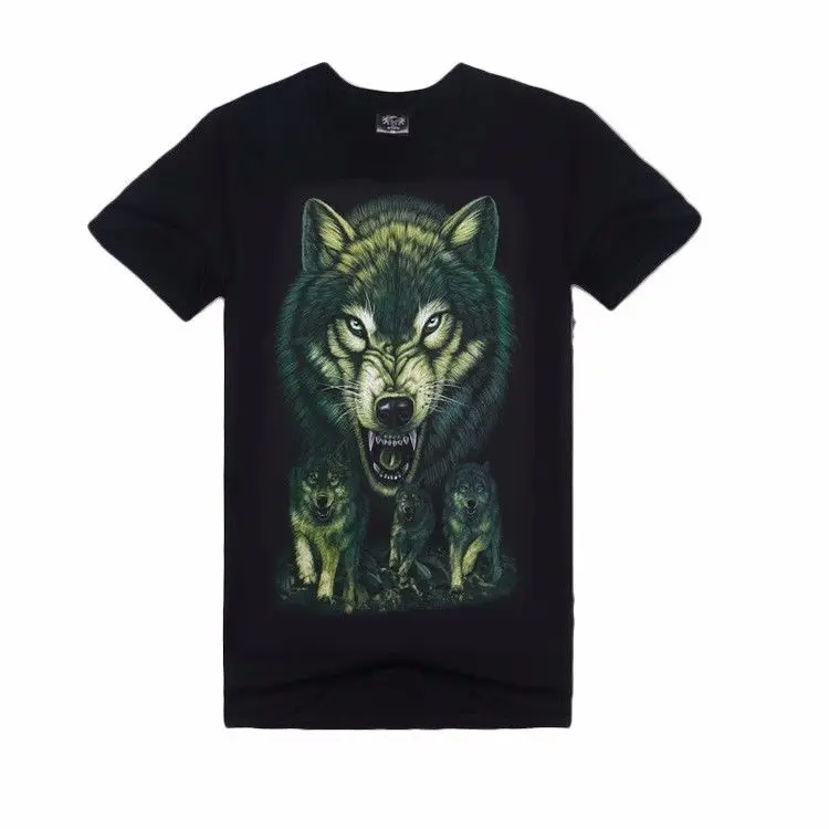 Новая мода 100% хлопок Angry Wolves Fig Мужская 3D печать футболка с коротким рукавом