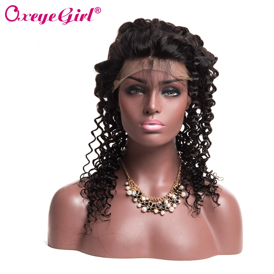 Pre Plucked 360 Lace Frontal Closure With Baby Hair Brazilian Hair Deep Wave Bundles Oxeye girl Remy Human Hair 360 Closure