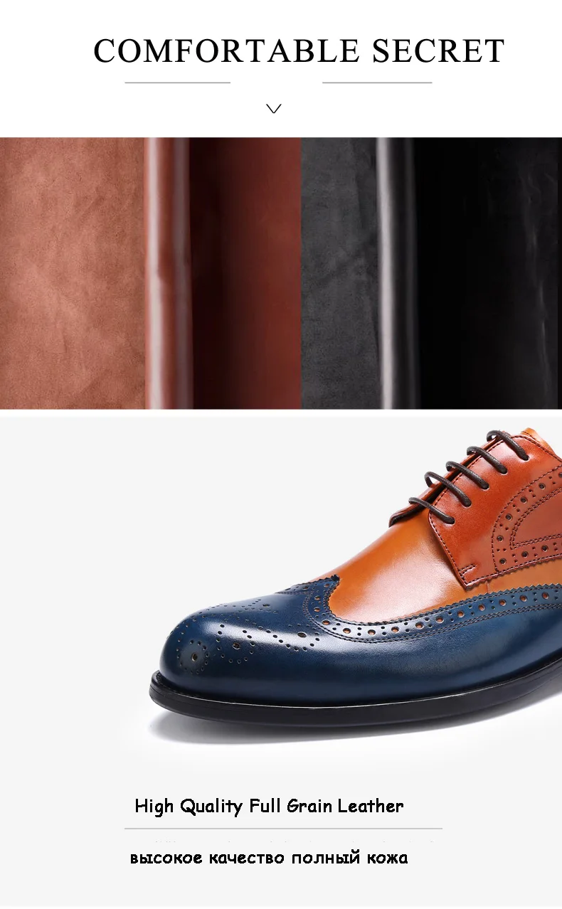 Men's Full Grain Leather Wedding Shoes Classical Business Oxfords Shoes Mixed Color Men's Dress Shoes Party Moccasin Dress Shoes (2)