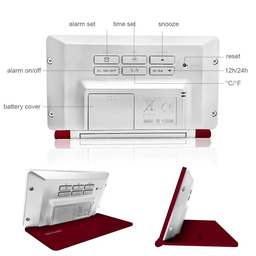 Электронный будильник, часы для путешествий, многофункциональные, бесшумные, lcd, цифровой, большой экран, складные настольные часы с температурой, временем даты