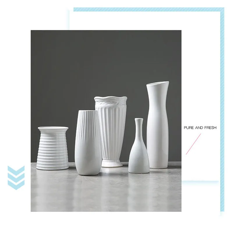 Solid White Vase Ceramic Home Decorative Flower Pots Planters Home Vase Accent Decor Solid White Vase Ceramic Home Decorative Flower Pots Planters Home Vase Accent Decor