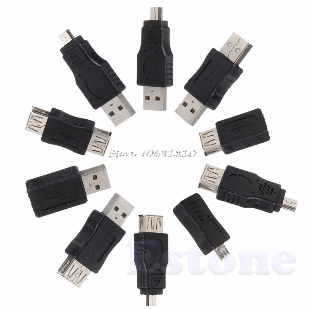 10 шт. OTG 5 Pin F/M Mini Changer адаптер переходник USB мужчин и женщин Micro USB