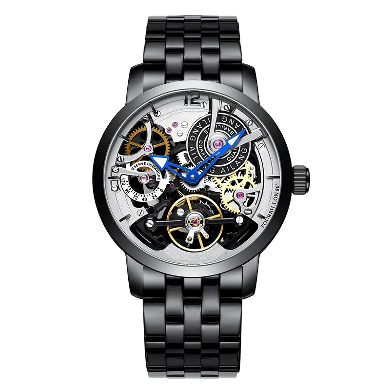 Stainless Steel 03 Модные мужские спортивные часы с турбийоном, Мужские автоматические механические водонепроницаемые светящиеся наручные часы, мужские часы Horloges Mannen - Цвет: Stainless Steel 03