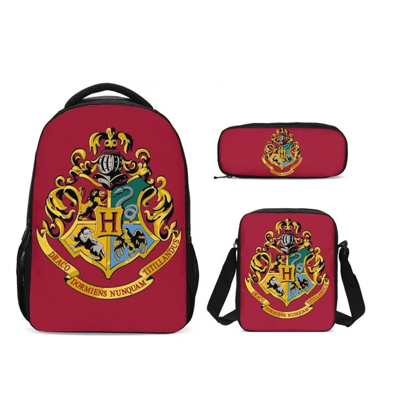 

3Pcs/Set Portfolio School Bags For Boys Girls Hogwarts Letter Fantasy Magic Academy 3D Printing Backpack Bookbag Mochila Escolar