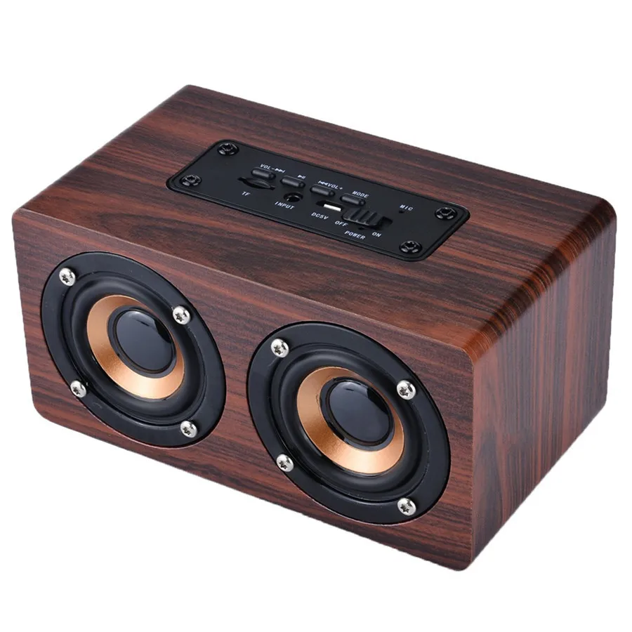 Portable Mini Retro Wireless Bluetooth Speaker Wood With MIC HIFI Music