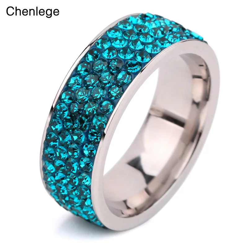 Buy chenlege 4 row crystal stainless steel ring for