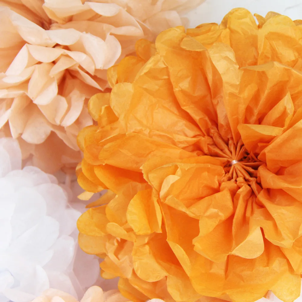 Оранжевый, персиковый, белый) 8 шт. бумажный Набор для украшения бумажных поделок(бумажный фонарь, помпон) декор для свадьбы, дня рождения, детской вечеринки