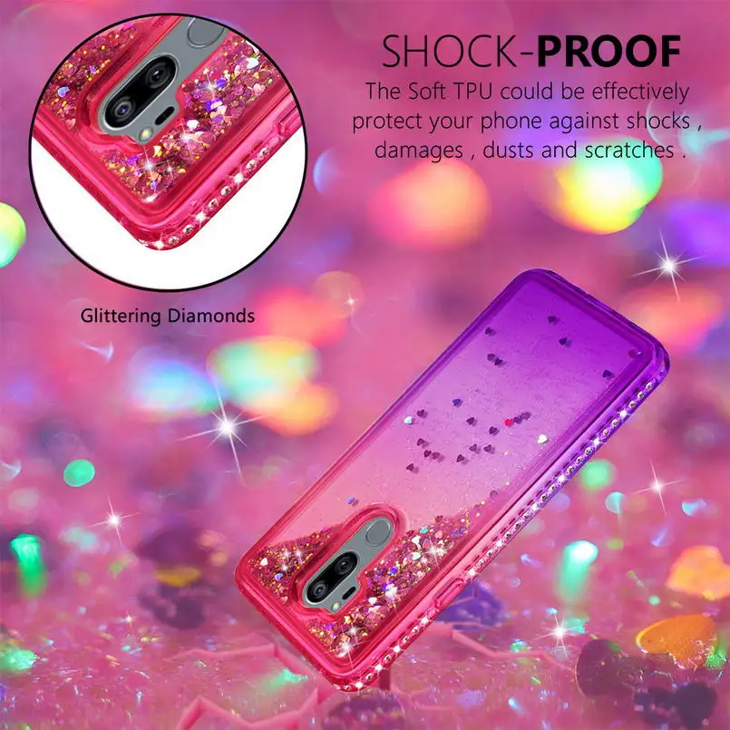 Quicksand Jewelled Phone Case for LG G7 ThinQ Dynamic Liquid Glitter Love Heart Capa for LG G7 ThinQ Case TPU+PC for LG G7 Cover 3