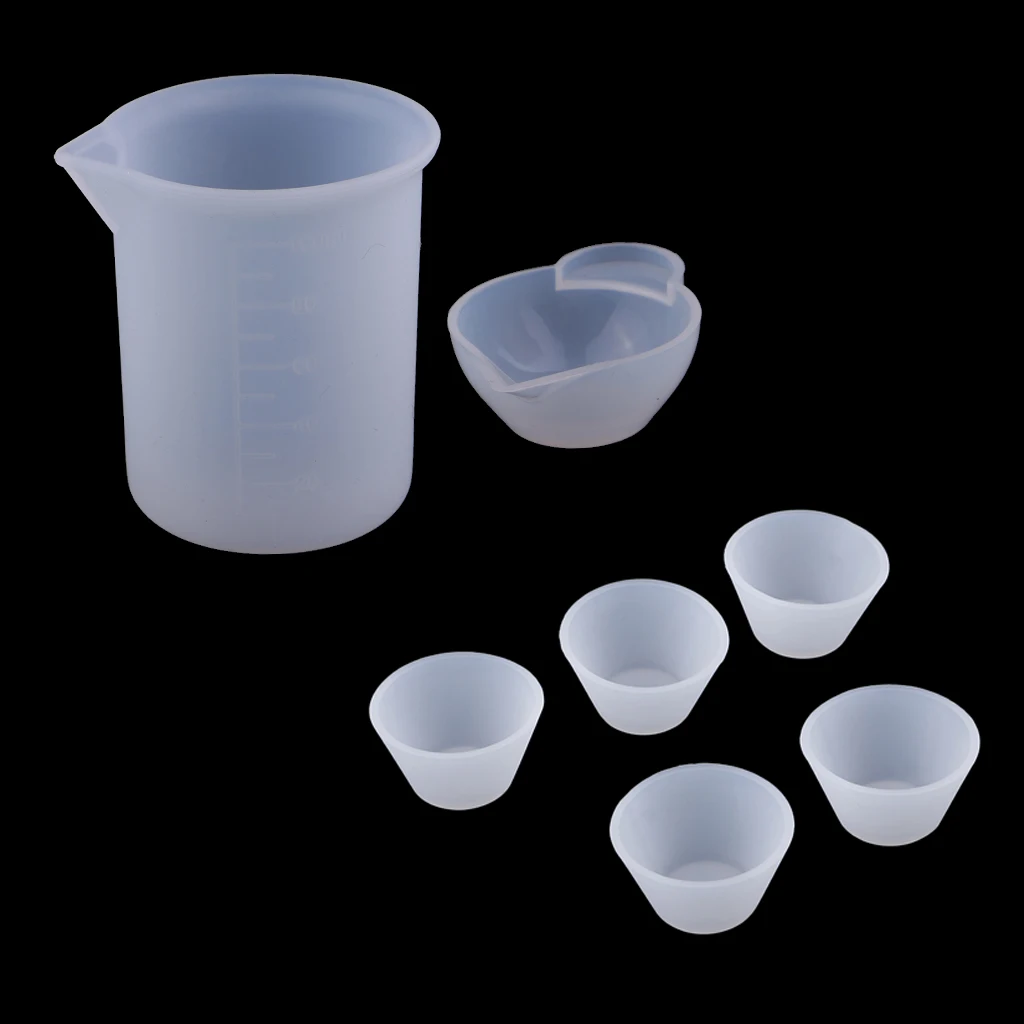 Assorted Clear Silicone Reusable Mixing Measuring Cups Liquid epoxy Resin Distribution Hobby Casting Jewelry Making DIY Tools
