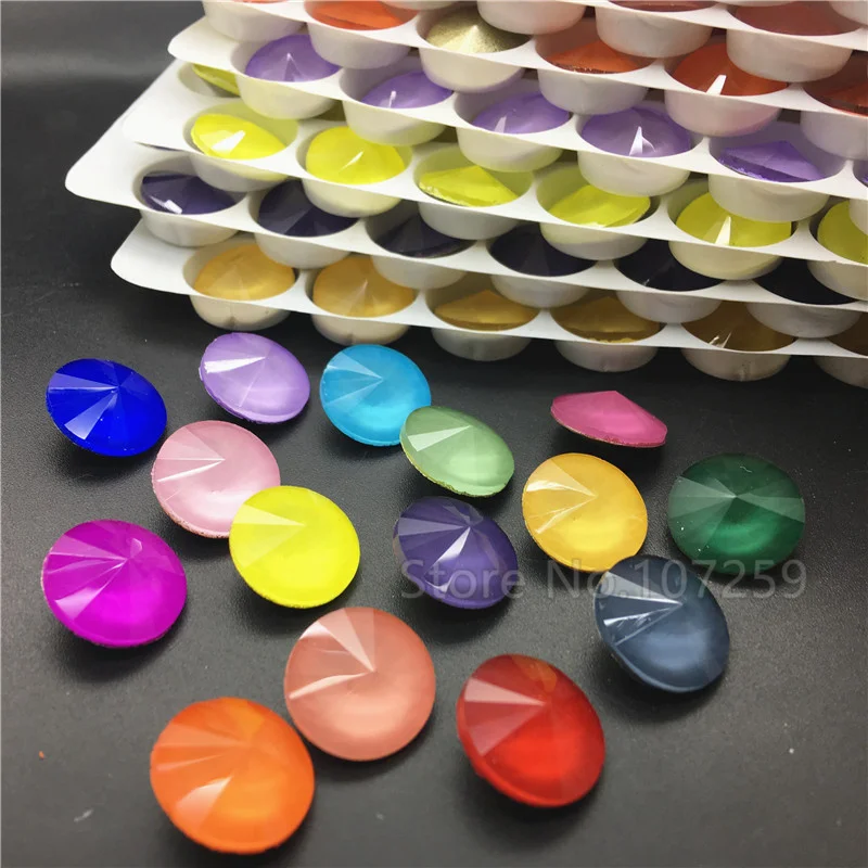 

TopStone All Mocha Colors 10,12,14 mm RIVOLI CRYSTAL POINTED BACK Rhinestones Round Glass Crystal fancy Stone