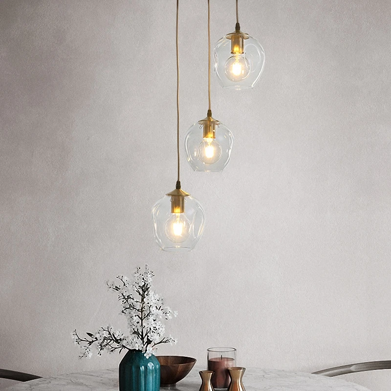 

Luminaria Nordic LED Copper Glass Lights for Restaurant Dining Room Abajur Hanging Lamp Home Deco Chandelier Light Fixtures