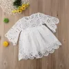 Ouftis – robe blanche à manches longues pour mère et fille, tenue de soirée, de mariage, de bal, de vacances ► Photo 2/6