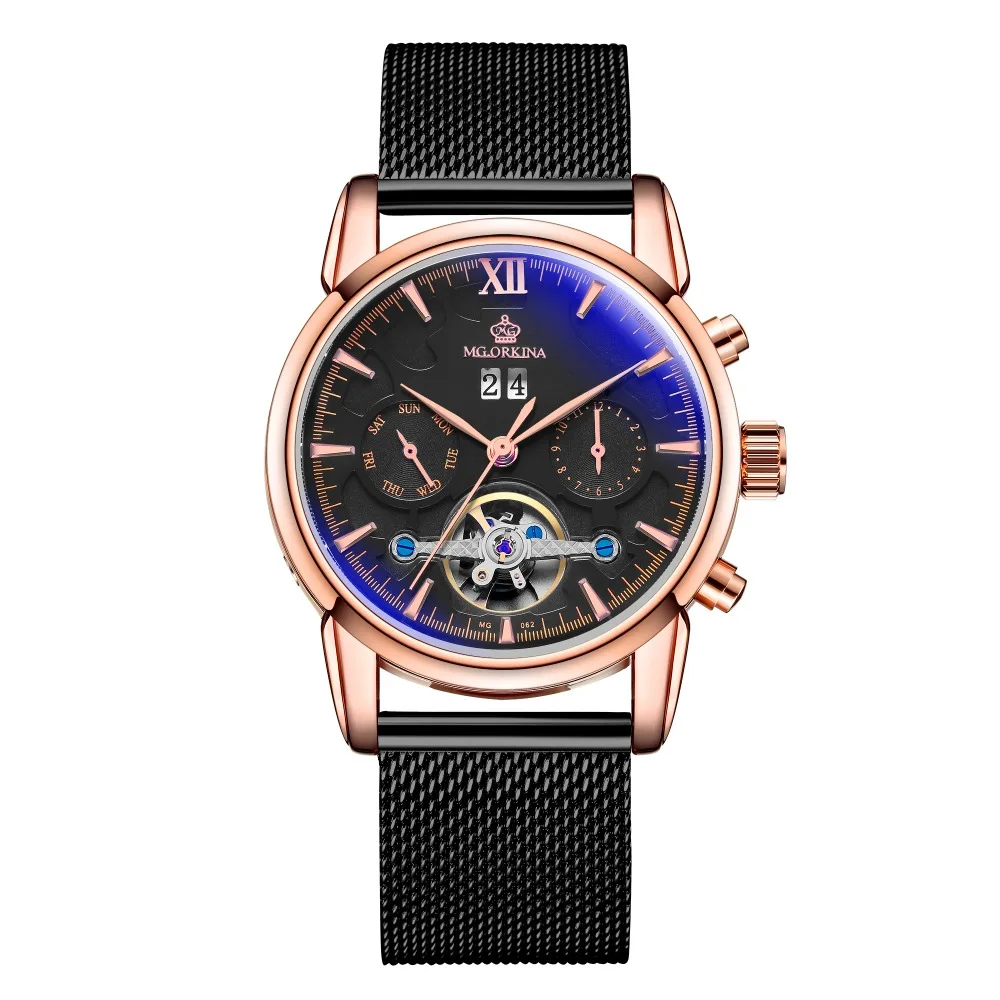 Orkina, мужские часы, механические, Tourbillon, Роскошные, модный бренд, с сетчатым ремешком, мужские спортивные часы, мужские автоматические часы, Relogio Masculino