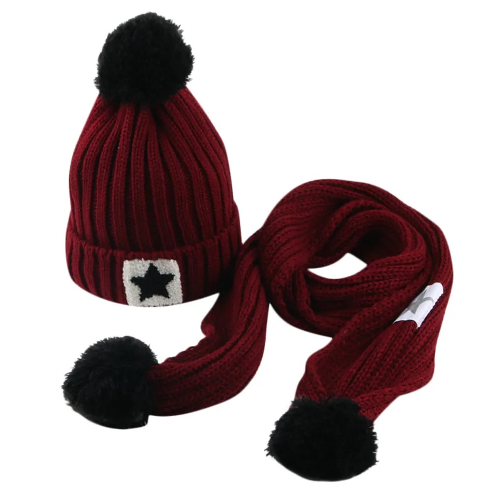 MUQGEW/комплект из 2 предметов для маленьких девочек и мальчиков; шапка+ шарф; теплая зимняя вязаная шапка «кроше»; вязаная шапочка; детский набор из шапки и шарфа; casquette bonnet enfant