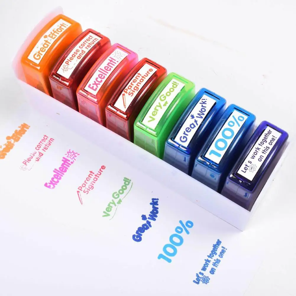 

8Pcs/Set Stamps Teacher Reviews Encouraging Words DIY Scrapbooking Craft Tool NEW