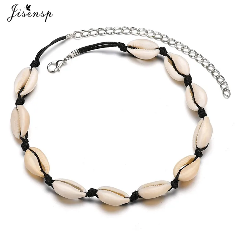Jisensp, натуральное летнее пляжное колье, ожерелье, простое богемное ожерелье из ракушек, ювелирное изделие для женщин, девушек, подарок на день рождения - Окраска металла: shell necklace