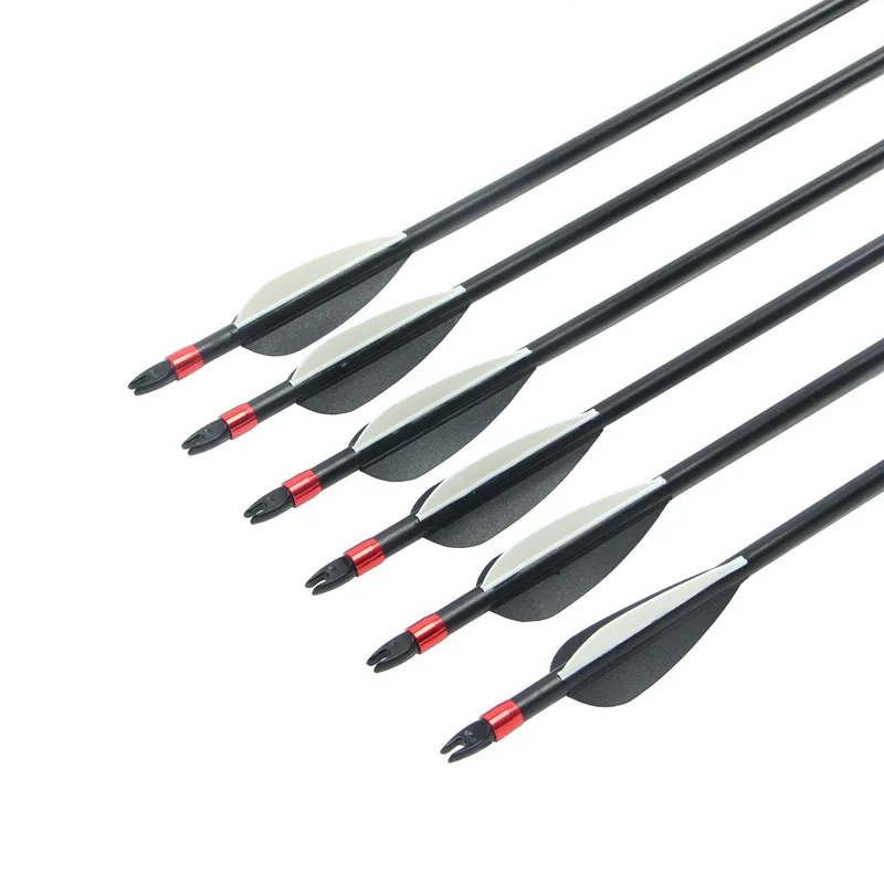 

12pcs New Spine 24 inch Carbon Arrow With Replaceable Arrowhead Length Archery for Compound/Recurve Bow Hunting