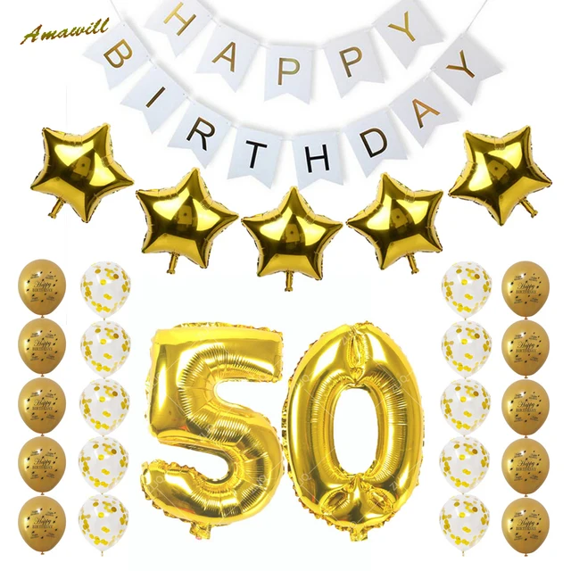 amawill 50th birthday party decoration adults set gold 50 confetti