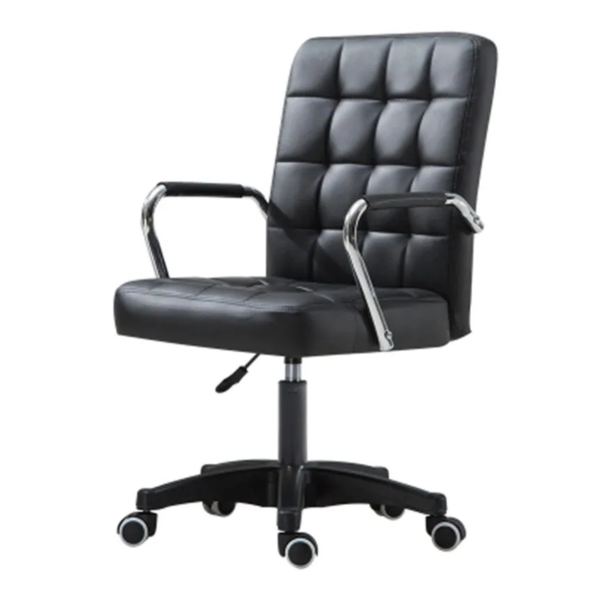 Офисная мебель, регулируемое по высоте вращающееся компьютерное кресло, подлокотник с кожаной подкладкой, эргономичное офисное кресло - Цвет: Black