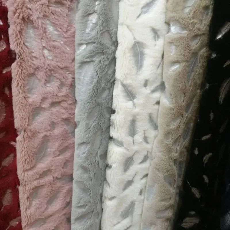 

Factory direct light-free warp knitting pv velvet stamping rubber home textile home pillow plush fabric wholesale custom