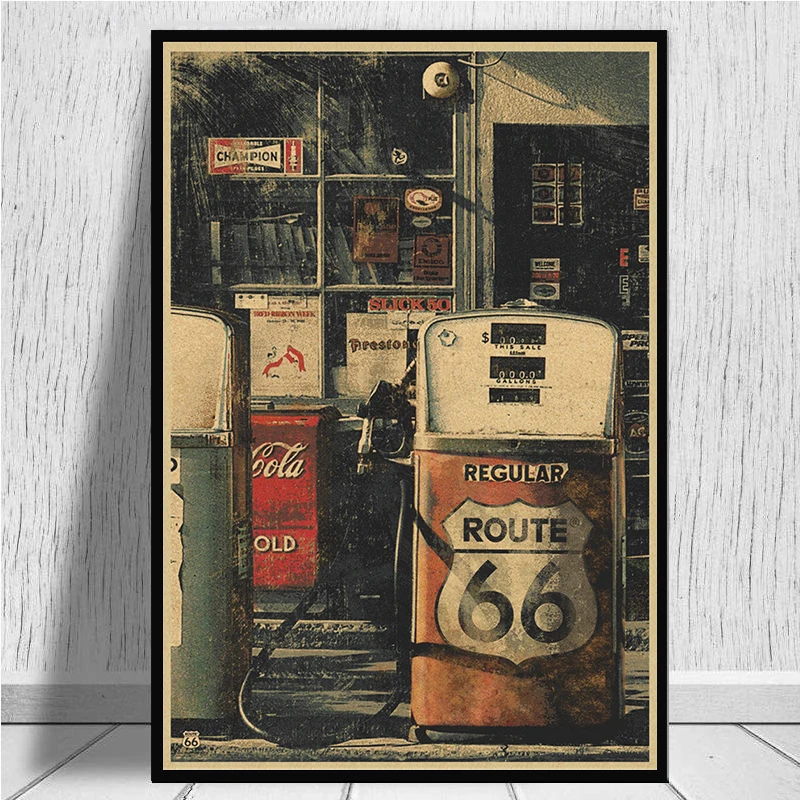 Настенная Наклейка для автозаправочной станции Route 66 в стиле ретро ностальгии