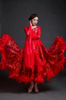 

Ballroom dance costume sexy senior embroidery long sleeves ballroom dance dress for women ballroom dance competition dresses