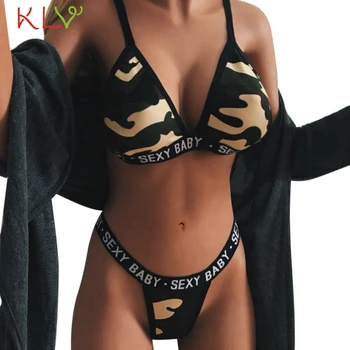 

Ladies Bra Panty Sets Sexy Camouflage Letter Lingerie Women Underwear Exotic Babydoll Conjunto Lenceria Mujer Plus Size 19Feb1