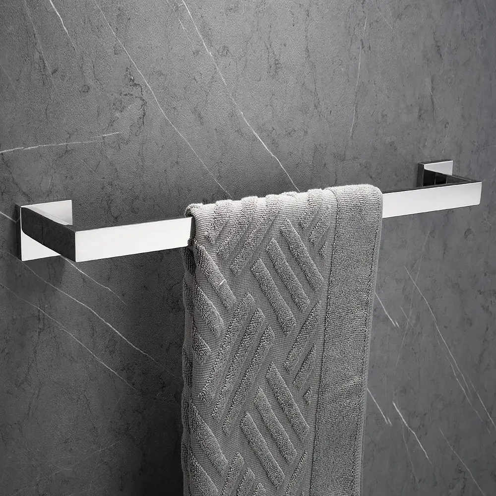 SUS 304 Stainless Steel Square Single Towel Bar Mirror Polished Towel