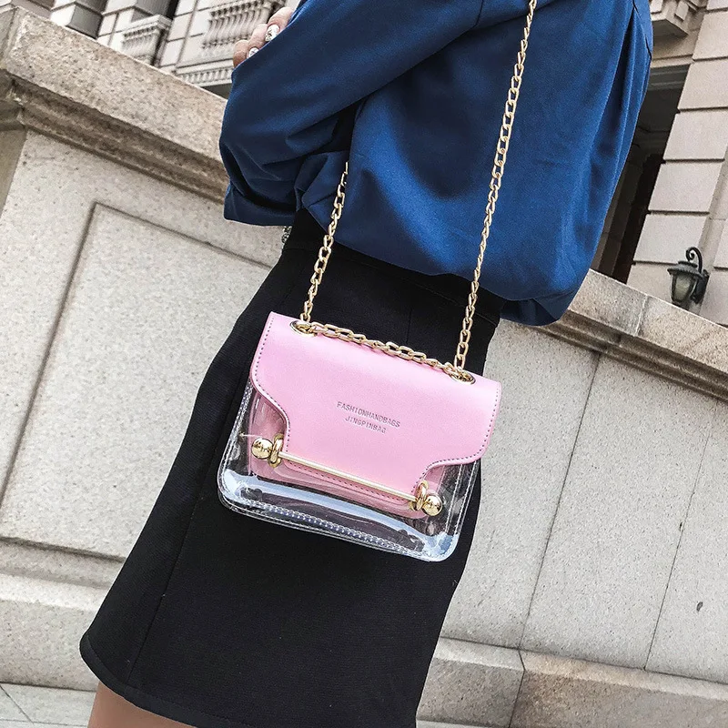 Fashion Women Brand Design Small Square Shoulder Bag Clear Transparent PU Composite Messenger Bags New Female Handbags Fashion Women Brand Design Small Square Shoulder Bag Clear Transparent PU Composite Messenger Bags New Female Handbags