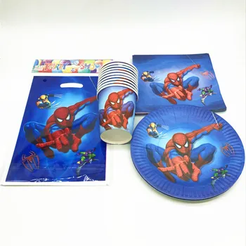 

50Pcs Spiderman Theme kids Boy Birthday Paper Plate Cup Napkin Candy Gift Bag Disposable Tableware DecorationParty Supplies