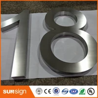 H 30cm 1'' thickness brushed stainless steel house numbers and letters image
