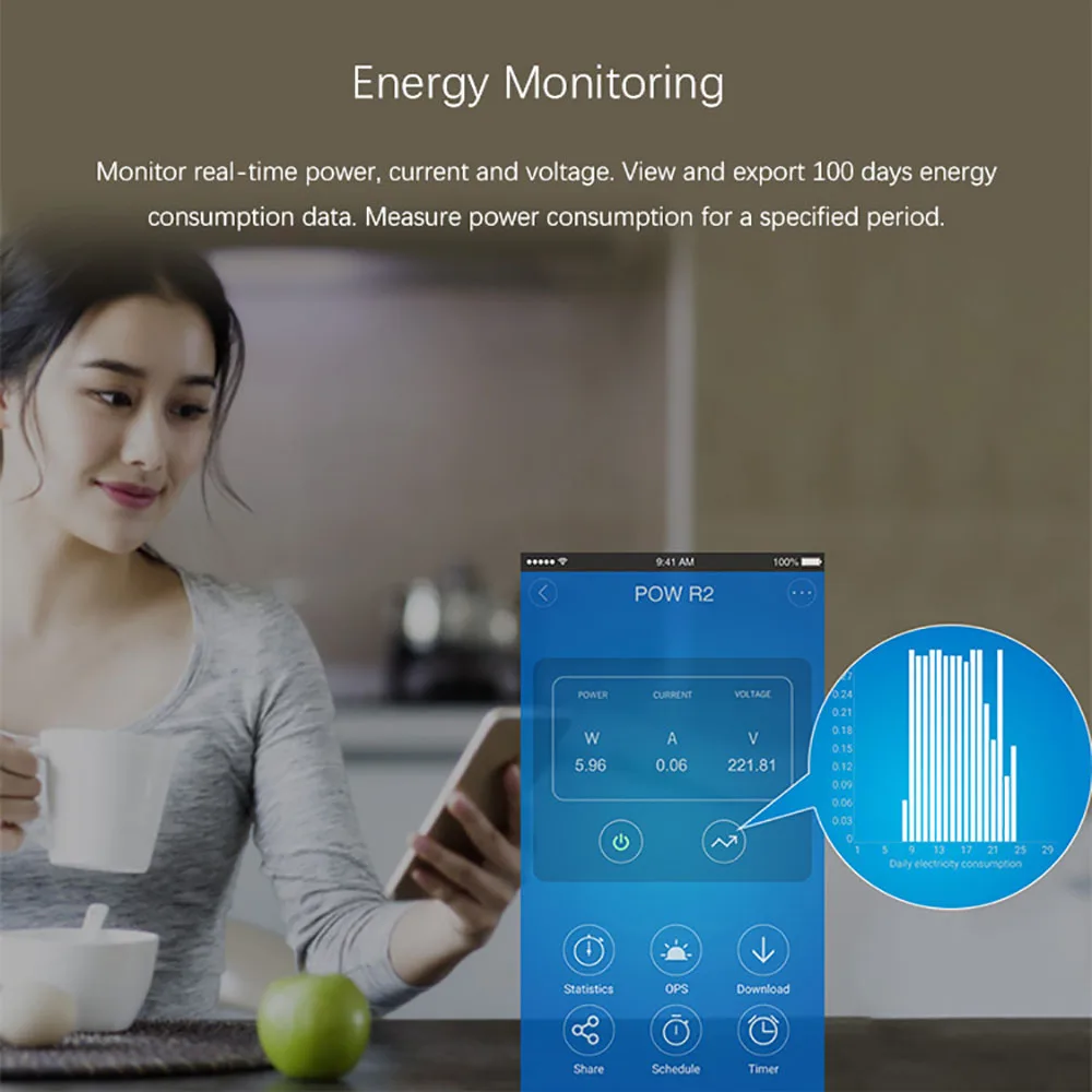 SONOFF POW R2 15A 3500W Wifi Switch Controller Real Time Power Consumption Monitor Measurement For Smart Home Automation