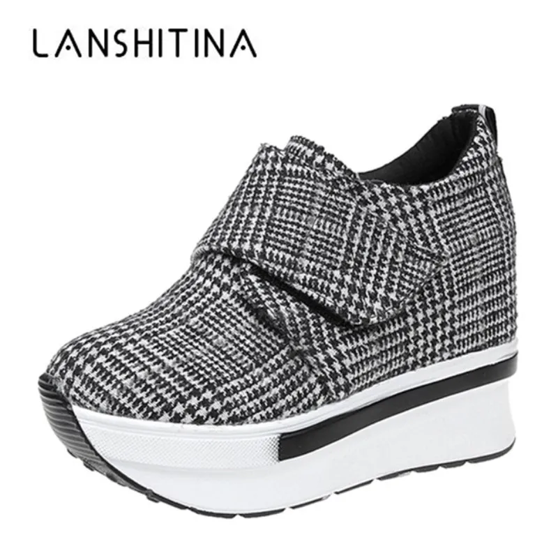 

2018 New Summer Red Casual Shoes Hidden Heel Women Platform Shoes Slip On Canvas Shoes For Women Height Increasing Wedges Shoes