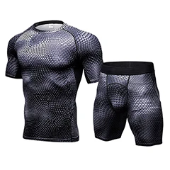 Yuerlian/сжатия мышц Для мужчин костюм Demix Бег комплект Фитнес Tight футболка леггинсы Шорты для женщин Для мужчин спортивной гимнастикой спортивный костюм