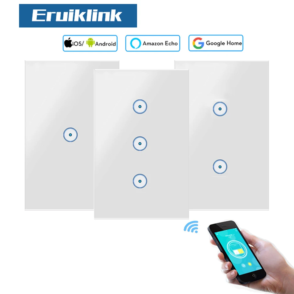 Cena Inteligentnego domu z nami Inteligentna żarówka przełącznik bezprzewodowego przełącznika światła na ścianie przełącznik dotykowy sterowania przełącznik WiFi kompatybilny z Alexa Google Home IFTTT