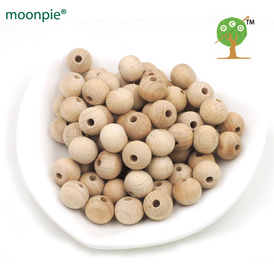 DIY Natural 15mm round BEECH WOODEN beads  smooth wood beads Teething necklace accessory ,100pcs Germany beech wood EA35