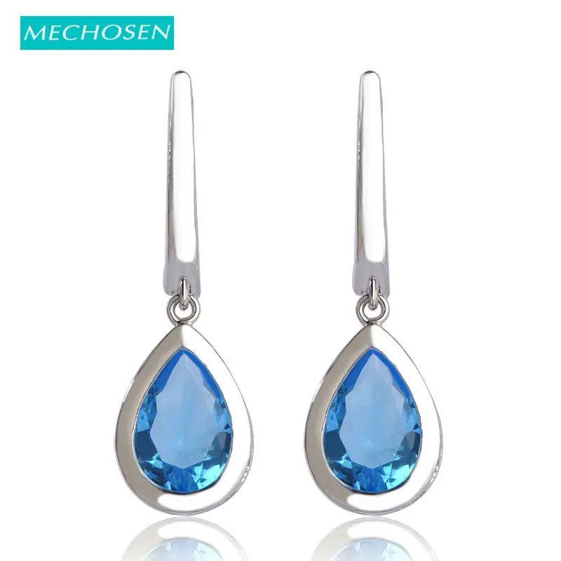 

MECHOSEN Kawaii Water Drop Earrings Love Heart Pendientes Zirconia Copper Aretes Bijuterias 7 Classic Colors Party Bijoux Brinco