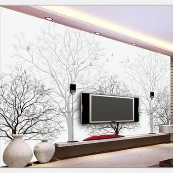 

beibehang Wallpaper custom bedroom decor upscale dreamy twig woods bird abstract tree trunk TV background wall papel de parede